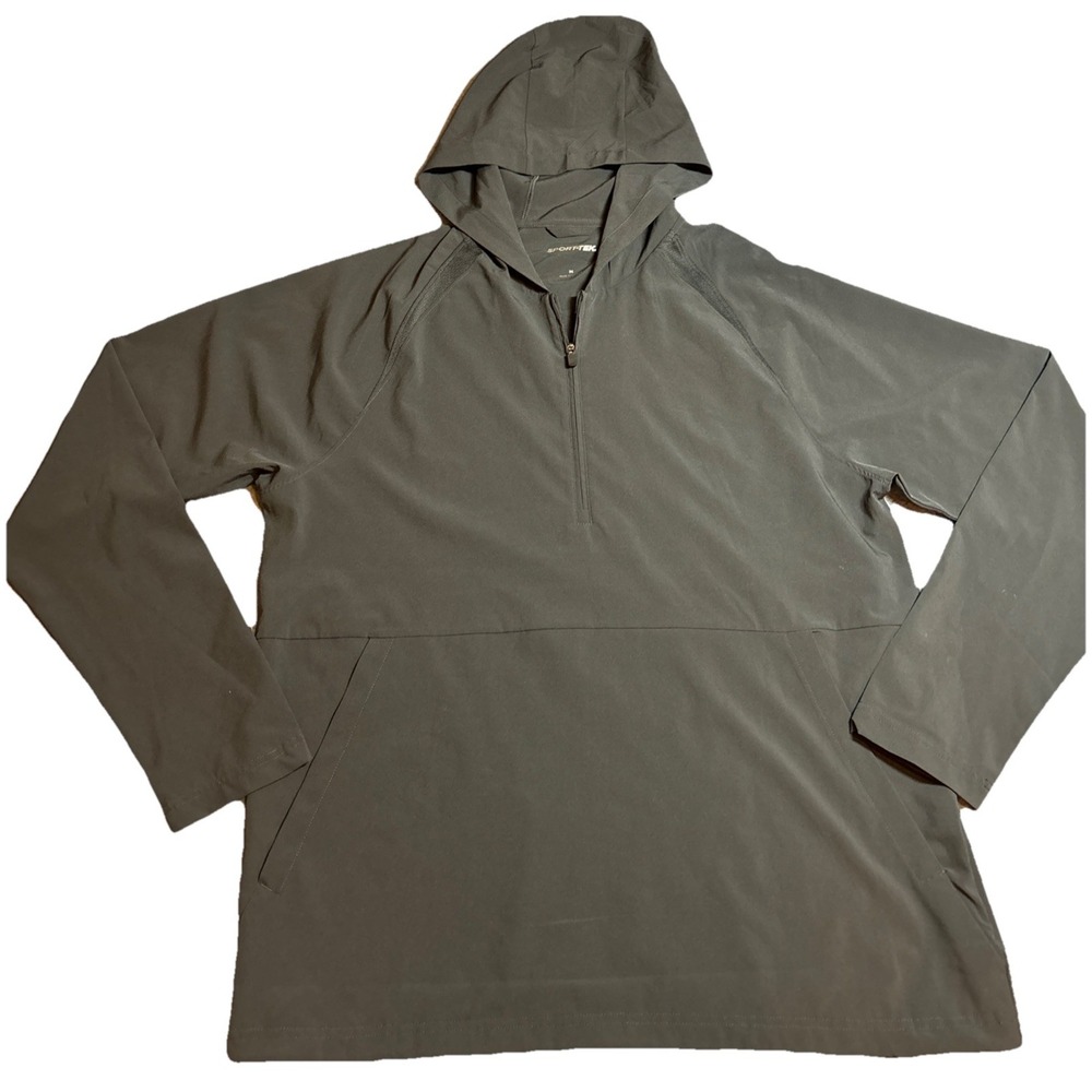 Sport-Tek 1/4 Zip Hoodie Men's Gray Excellent Pullover Activewear M